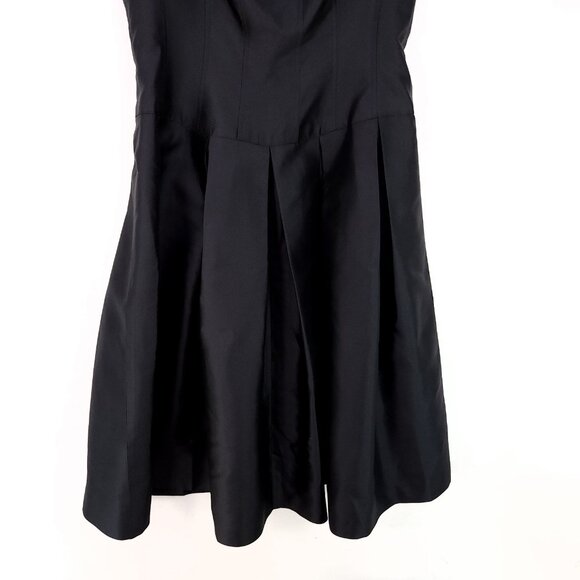 Rickie Freeman Teri Jon Silk Fit Flare Dress Size 10 Black Pleated Sleeveles - Picture 4 of 11